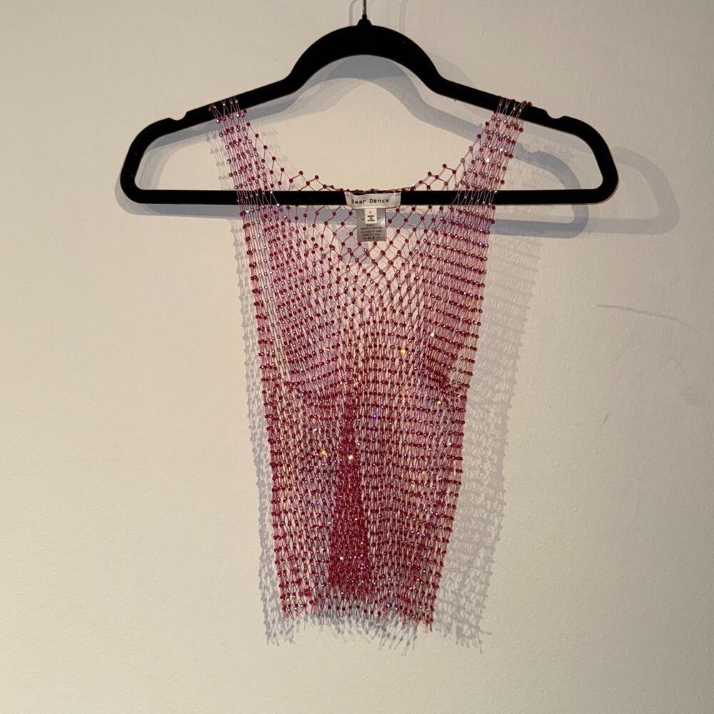 Pink Mesh Top with Rhinestones S - Picture 3 of 4